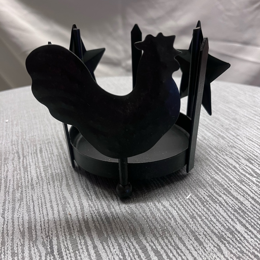 Black Rooster Candle Holder
